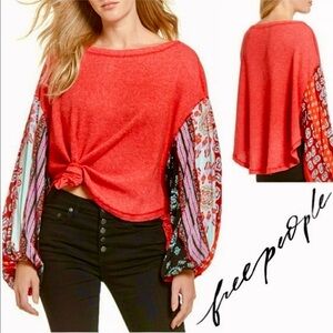 Free People Blossom Thermal OVERSIZED Top size small balloon sleeves